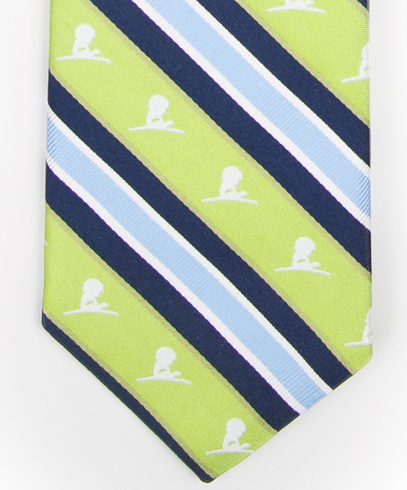 Lime Green and Blue Diagonal Stripe Tie St. Jude Gift Shop